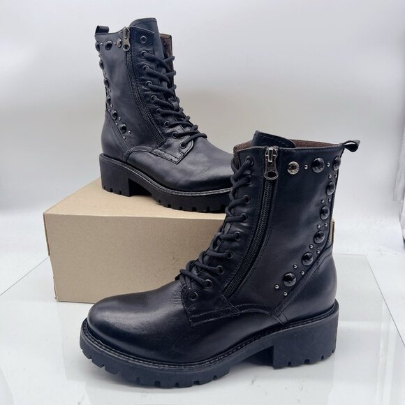 NeroGiardini Studded Leather Platform Combat Ankle Boot Booties Black EU 39 US 9 - Picture 4 of 12